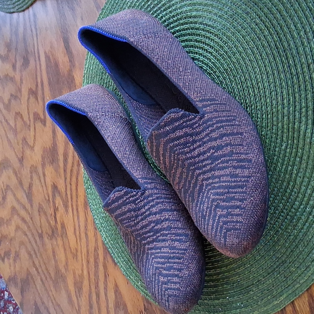 Rothy's The Loafer Brown Black Metallic Knit Comfort Flats Size 10 - Picture 2 of 10